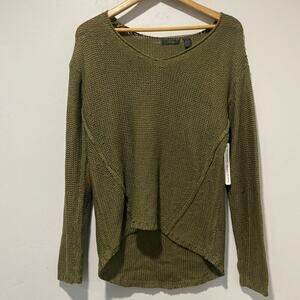 RDI Womens Open Knit Pullover Sweater Green S